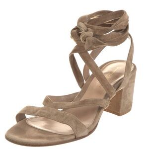 Gently used -GIANVITO ROSSI Milano Janis 60 Suede Sandals - Neutrals